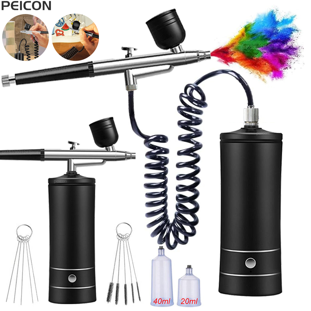 Airbrush Compressor Kit - البخاخة مع ضاغط البخاخة المحمولة رذاذ