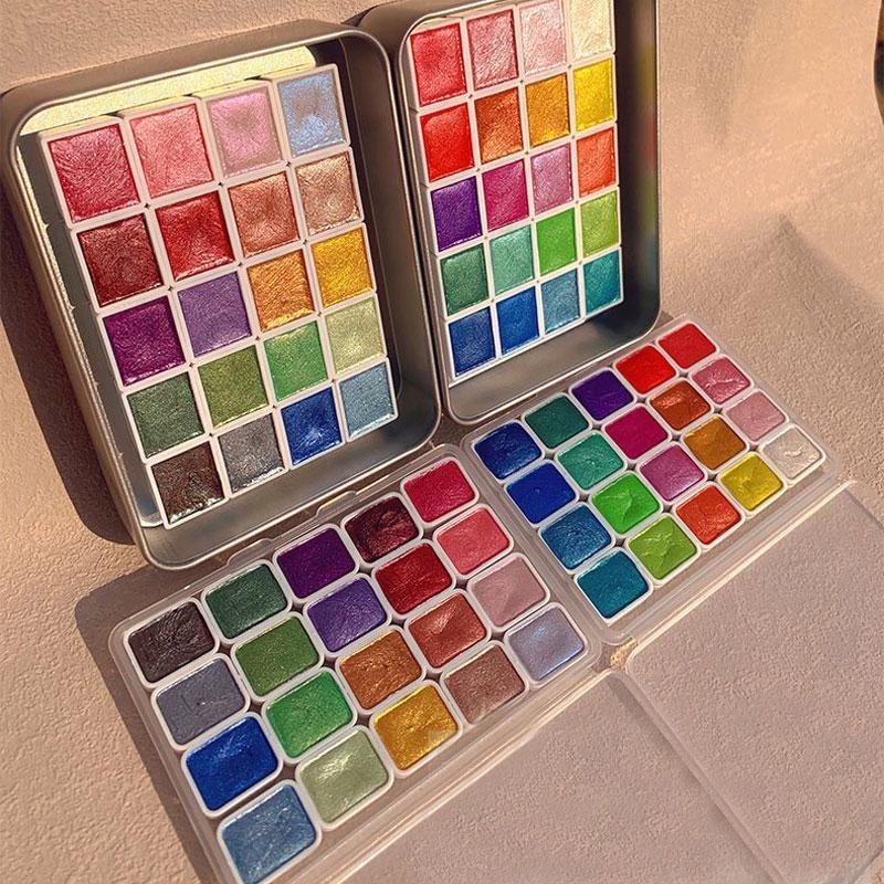 Metallic Paint Set - دهانات بيرليسسينت المحمولة 20 لونًا ألوان