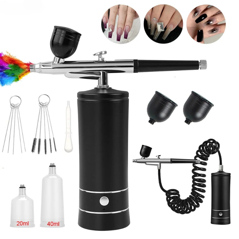 Airbrush Compressor Kit - طقم رش هوائي لطلاء الأظافر مع
