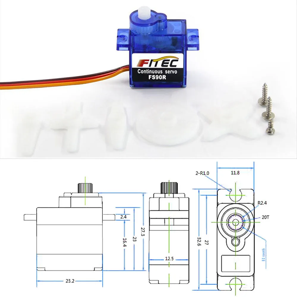 Feetech Mini FS90R مايكرو سيرف - مراجعة Model Kit Ship وسعره