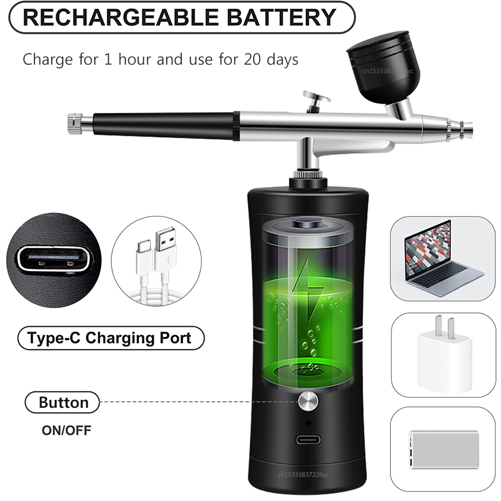 البخاخة مسمار مع ضاغط أظافر ال - مراجعة Airbrush Compressor Kit وسعره