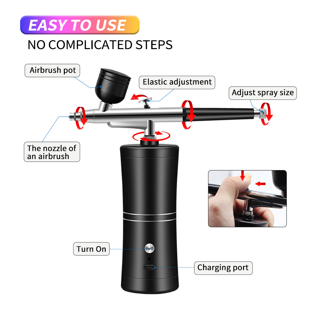 البخاخة اللاسلكية المحمولة الق - مراجعة Airbrush Compressor Kit وسعره